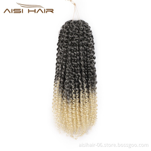 Aisi Hair Afro Curly Multi Ombre Color Synthetic Marly Braiding Hair Extensions Crochet Hairpiece Braids For Black Women